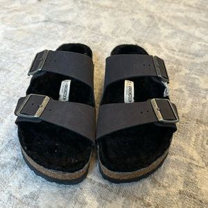 Birkenstock Sherling lined Arizona slides